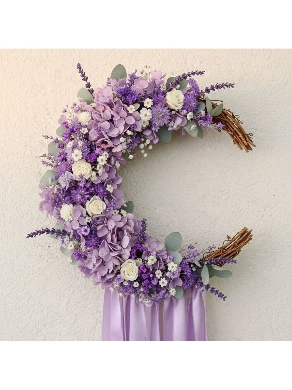 Crescent Moon Wreath Twig Base 12in Rustic Wreath Frame Front Door Decor - Picture 3 of 9